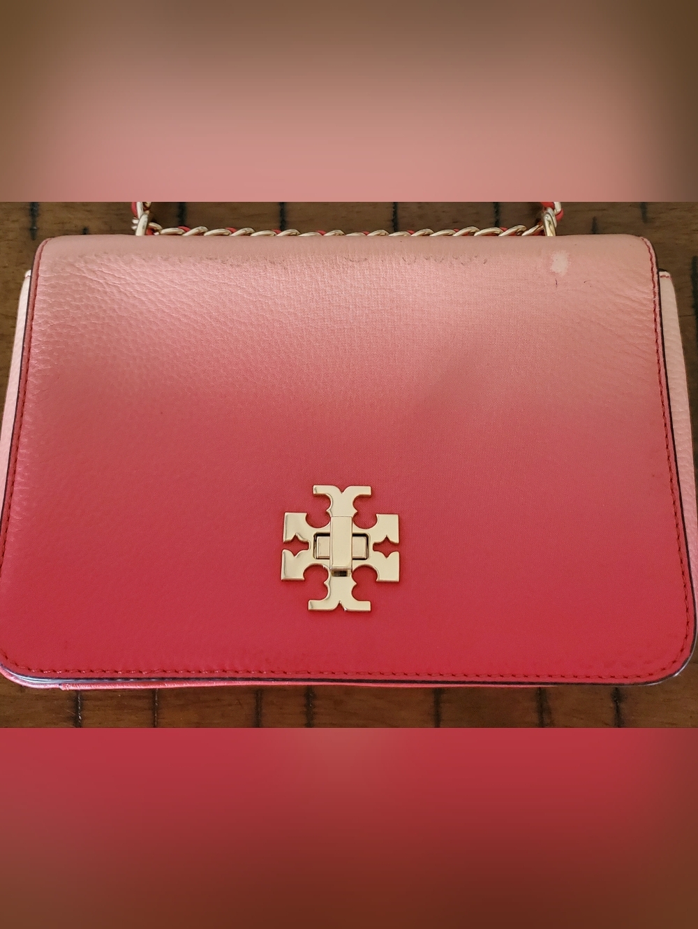 Tory Burch Mercer Adjustable Shoulder Bag Pink Ombre Gradient Dégradé Leather - Picture 16 of 16
